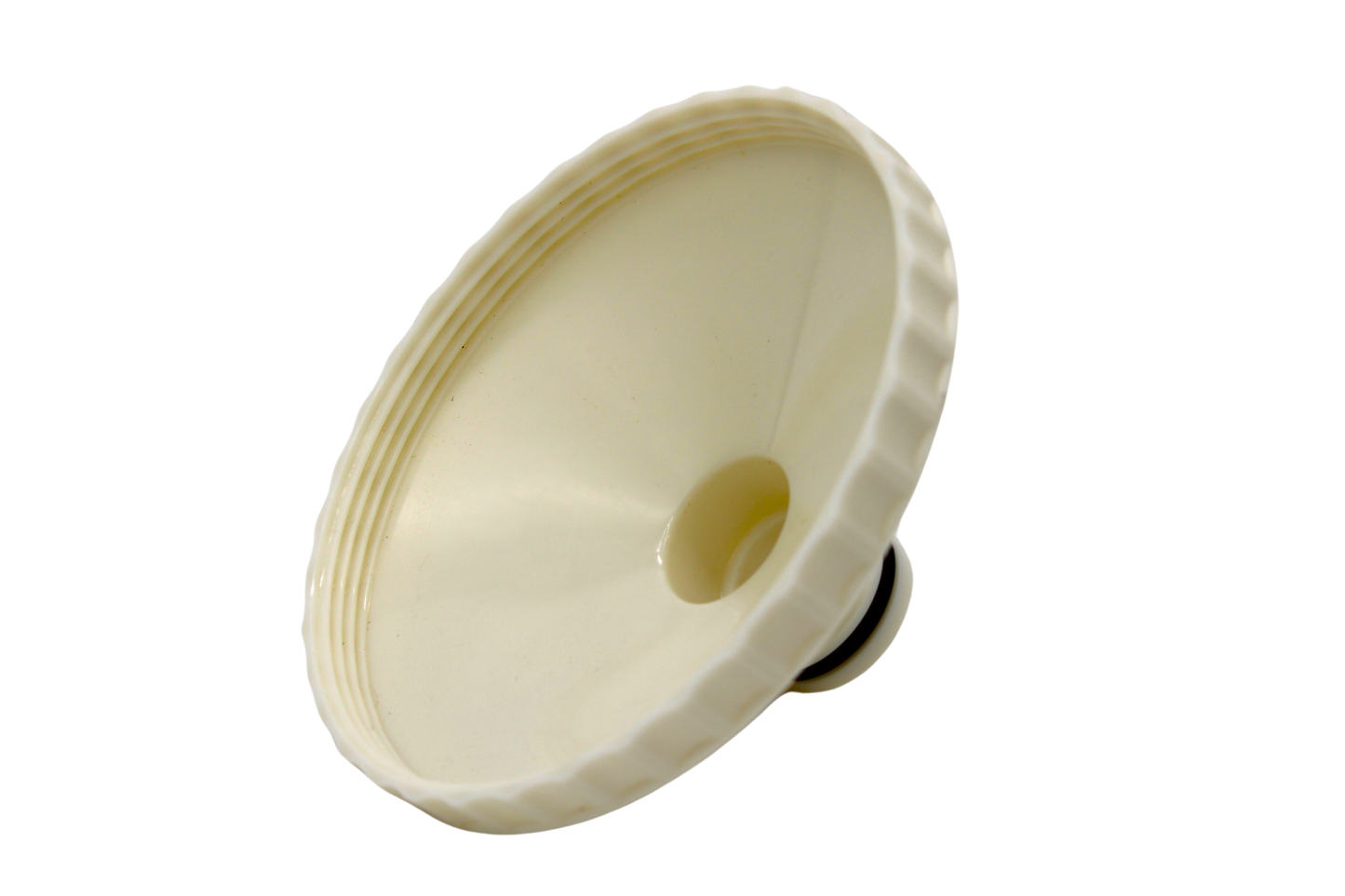 Side view of Pooldevil Pro 4 inch Intex and Coleman internal thread aim flow fitting. Required for Intex and Coleman pools 12-18 feet.