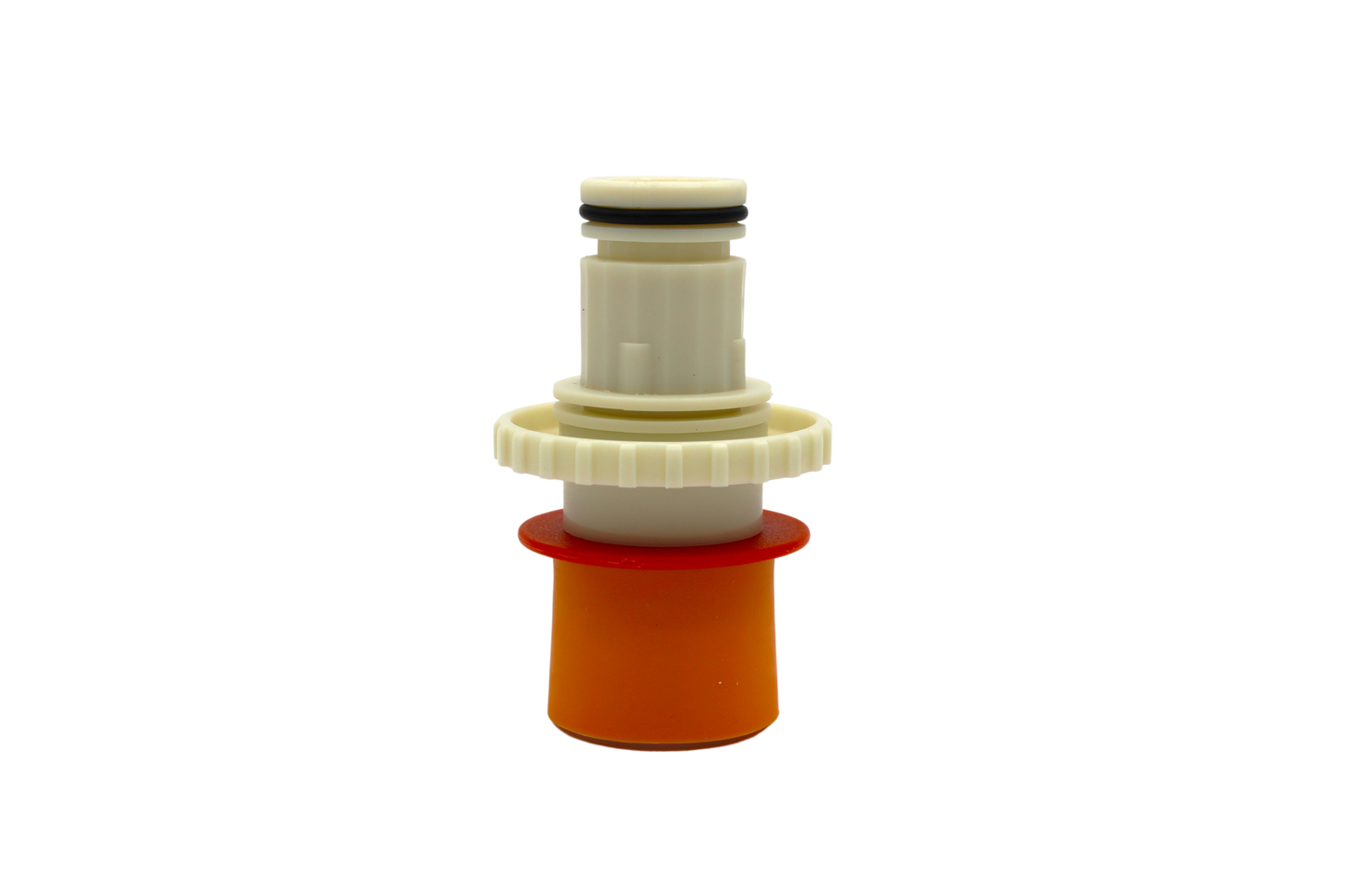 Close up of Pooldevil Pro universal aim flow fitting.
