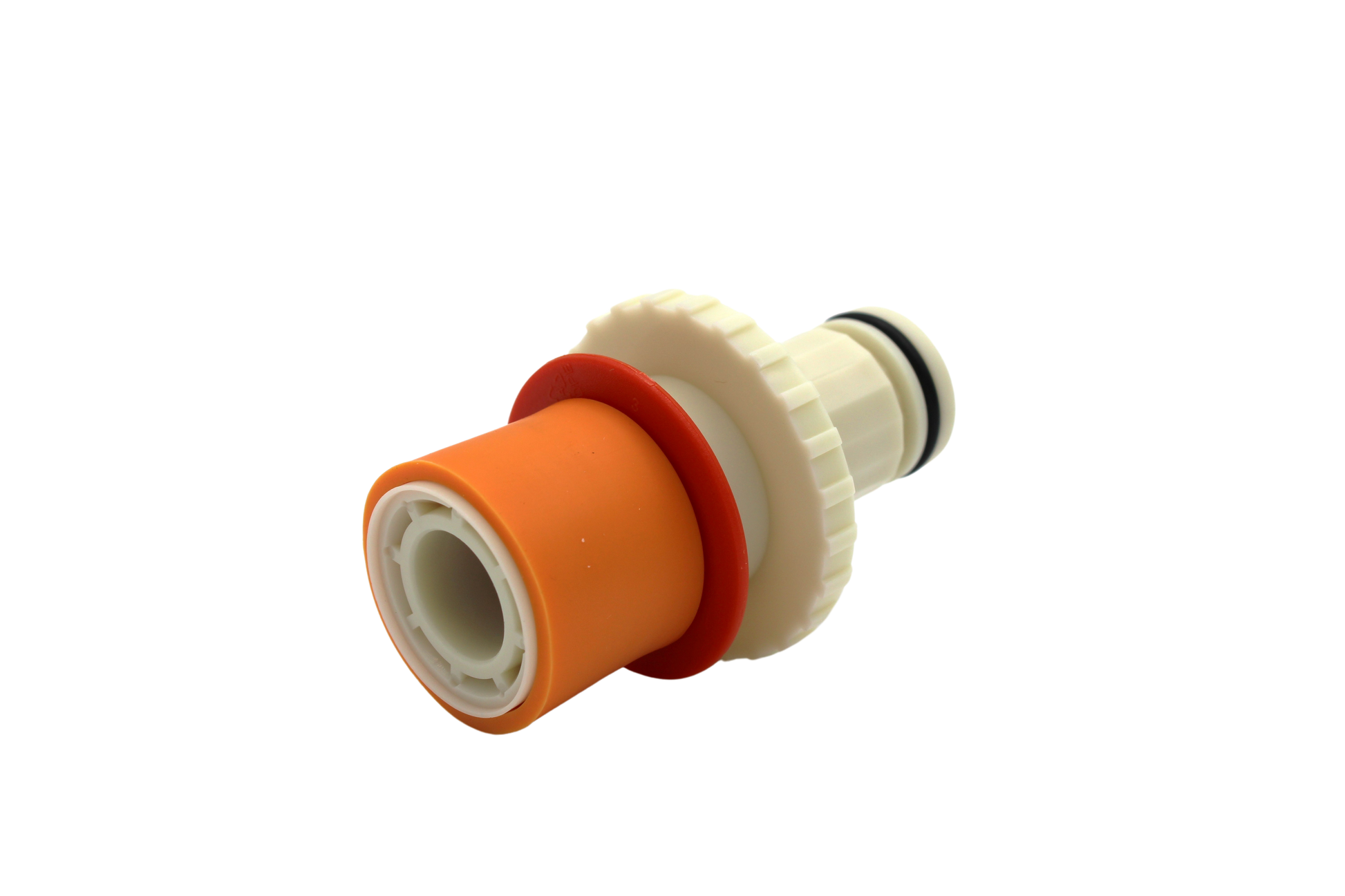 Side view of Pooldevil Pro universal aim flow fitting.