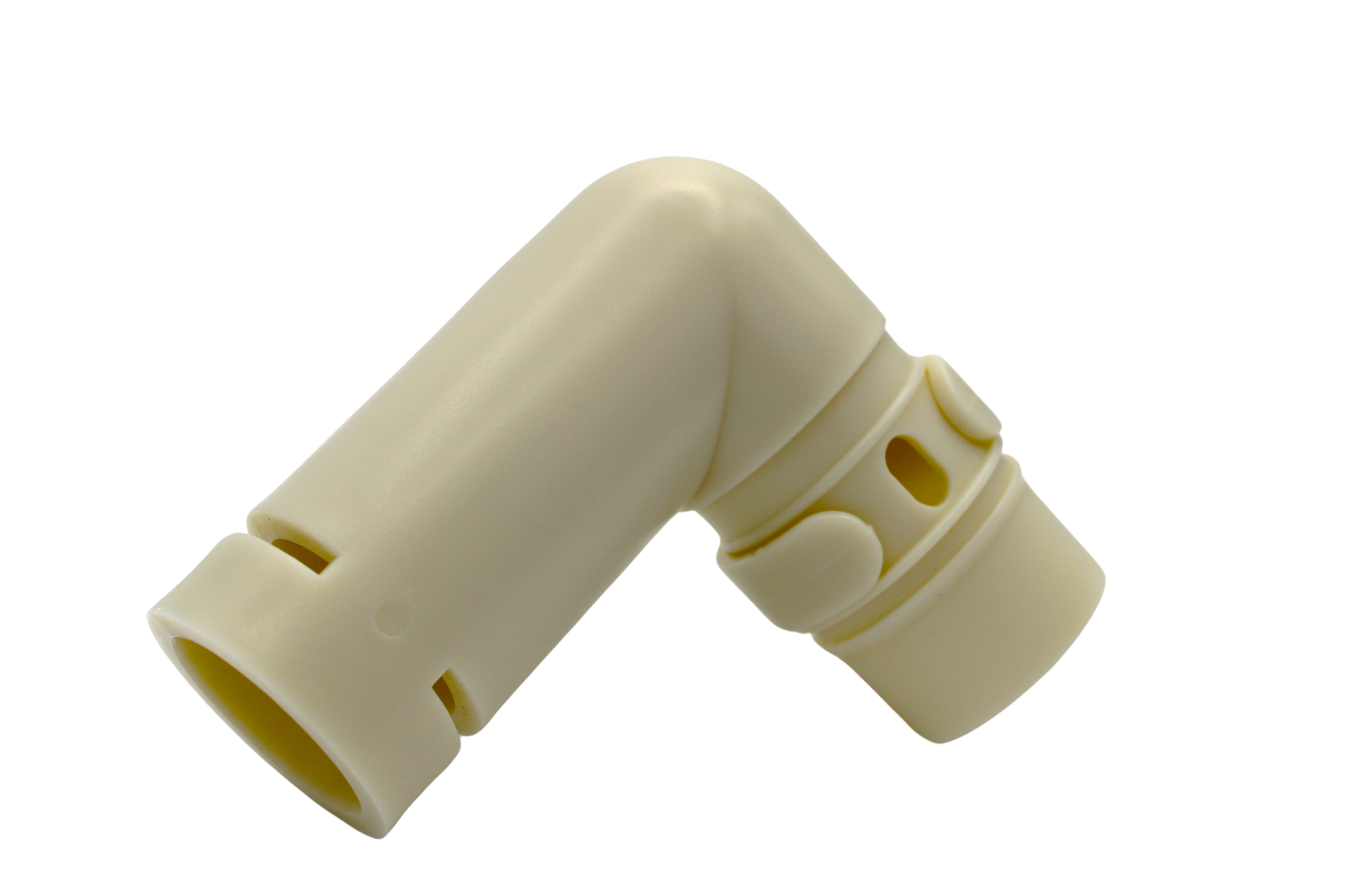 Close up of L-Connector which is used to connect you aim flow fitting to the Pooldevil Pro hose.